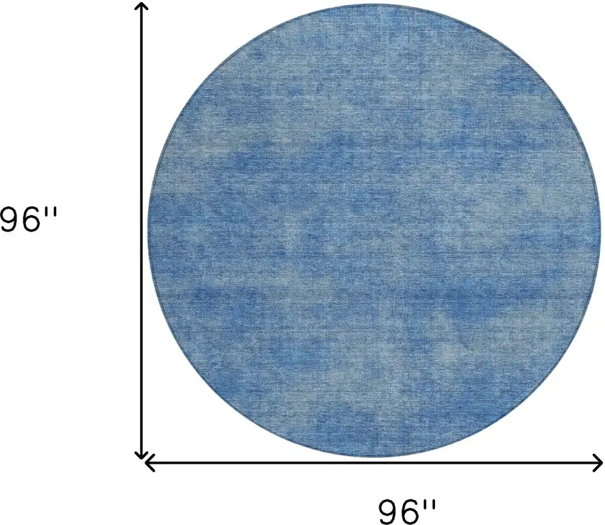 8' Blue Round Washable Indoor Outdoor Area Rug Photo 3