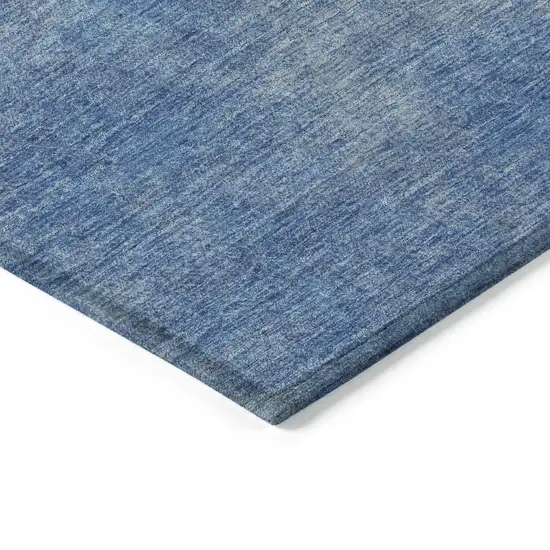 8' Blue Round Washable Indoor Outdoor Area Rug Photo 4