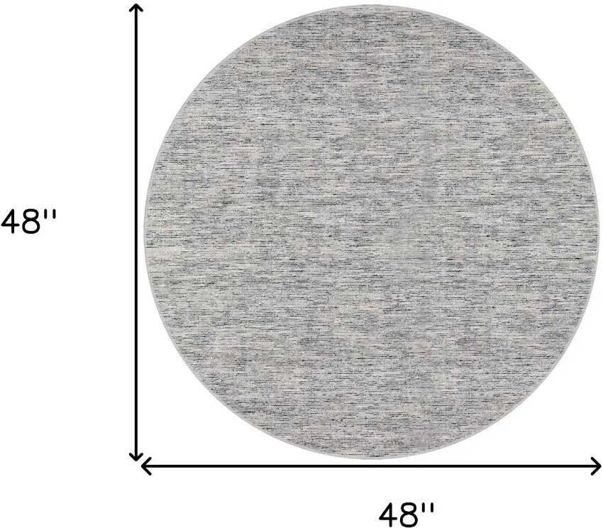 4' Blue Round Wool Hand Loomed Handmade Area Rug Photo 5