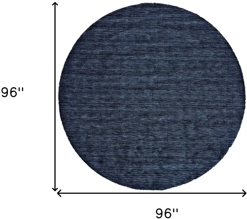 8' Blue Round Wool Hand Woven Stain Resistant Area Rug Photo 6