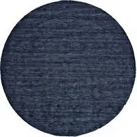 Photo of 8' Blue Round Wool Hand Woven Stain Resistant Area Rug