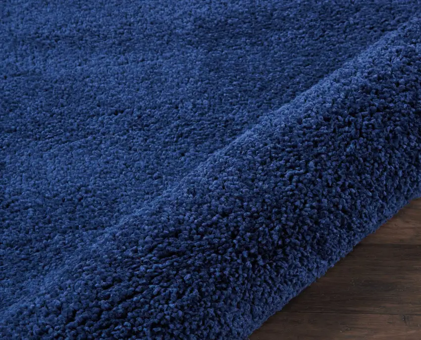 8' Blue Shag Non Skid Runner Rug Photo 8