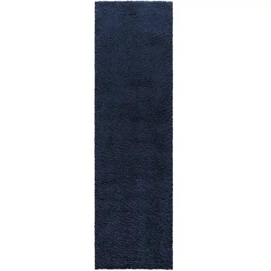 10' Blue Shag Non Skid Runner Rug Photo 4