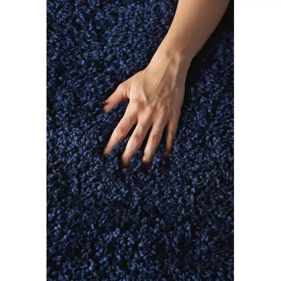 10' Blue Shag Non Skid Runner Rug Photo 7