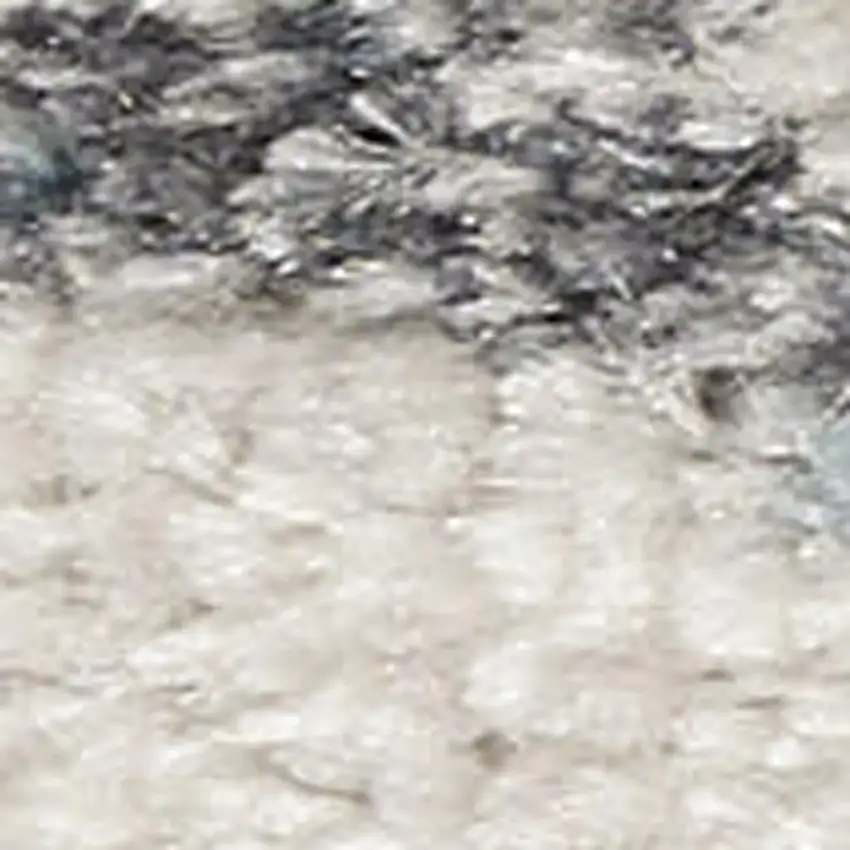 6' Blue Silver And Ivory Abstract Runner Rug Photo 2