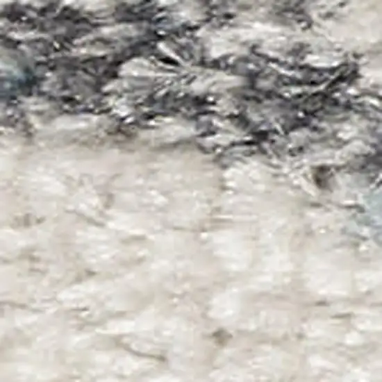 6' Blue Silver And Ivory Abstract Runner Rug Photo 2