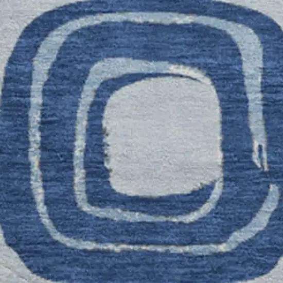 8' Blue Sky Blue And Ivory Geometric Washable Round Rug With UV Protection Photo 2