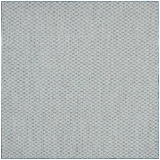 8' Aqua And Ivory Square Indoor Outdoor Area Rug Photo 1