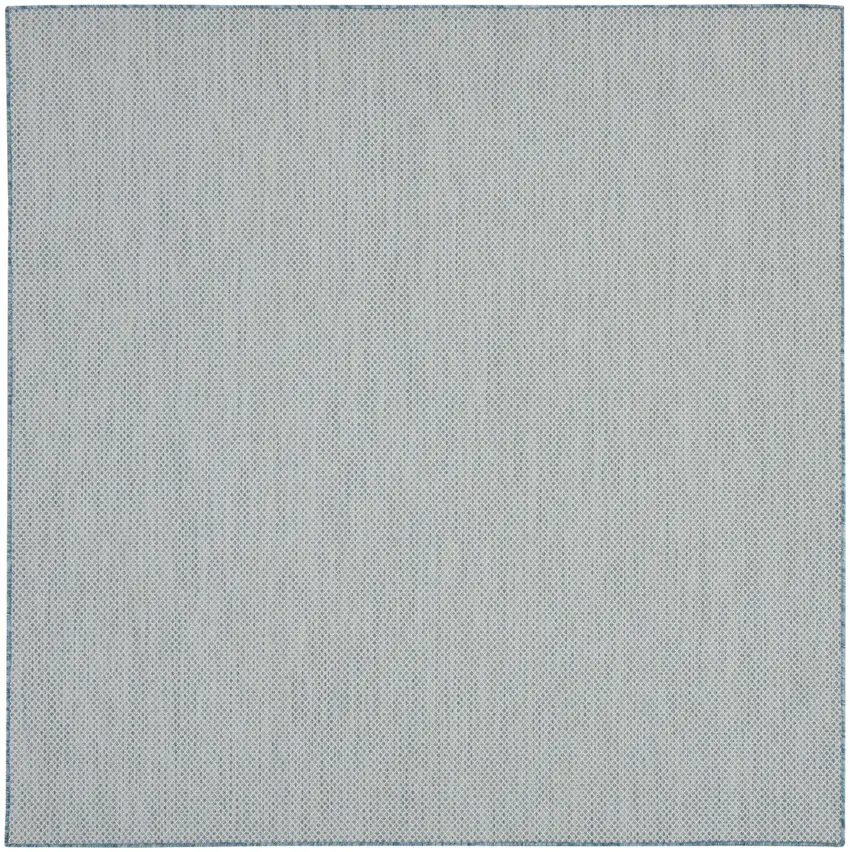 8' Aqua And Ivory Square Indoor Outdoor Area Rug Photo 1