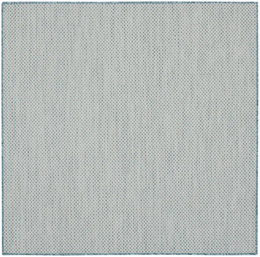 5' Blue Square Geometric Power Loom Area Rug Photo 1