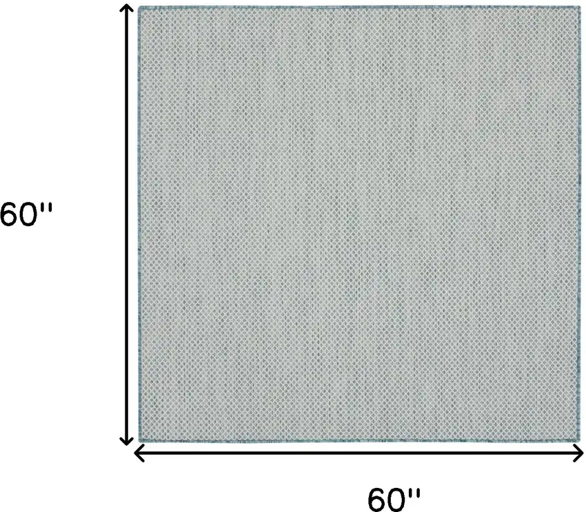 5' Blue Square Geometric Power Loom Area Rug Photo 7