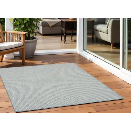 5' Blue Square Geometric Power Loom Area Rug Photo 1