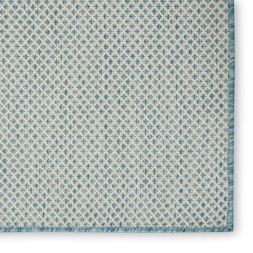 4' Blue Square Geometric Power Loom Area Rug Photo 4