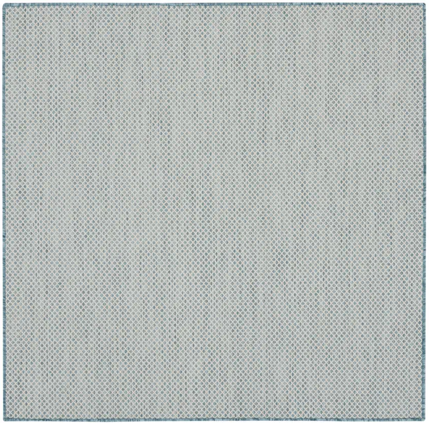 4' Blue Square Geometric Power Loom Area Rug Photo 2