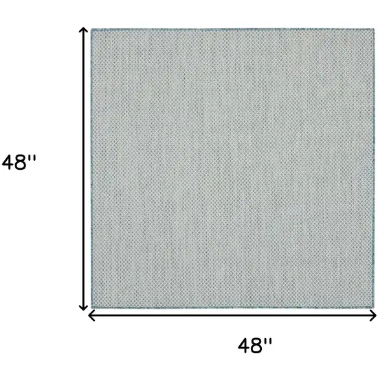 4' Blue Square Geometric Power Loom Area Rug Photo 7