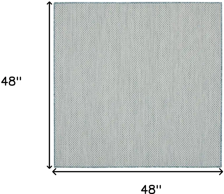 4' Blue Square Geometric Power Loom Area Rug Photo 7