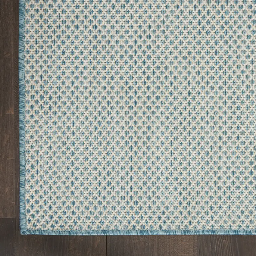 4' Blue Square Geometric Power Loom Area Rug Photo 5