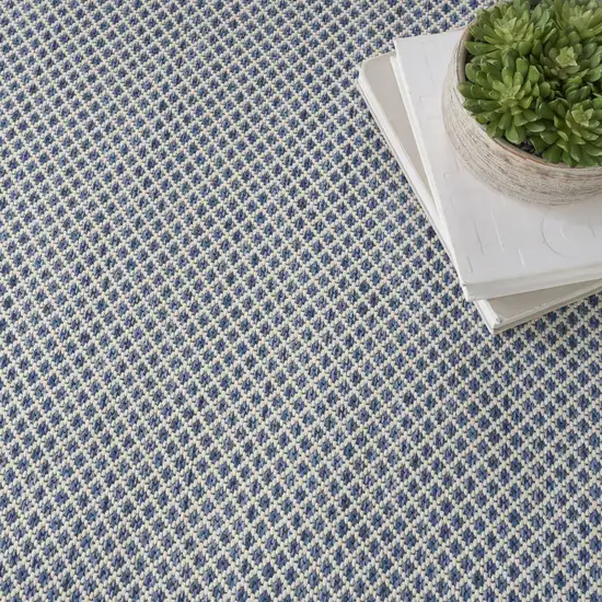 8' Blue and Ivory Indoor Outdoor Area Rug Photo 5