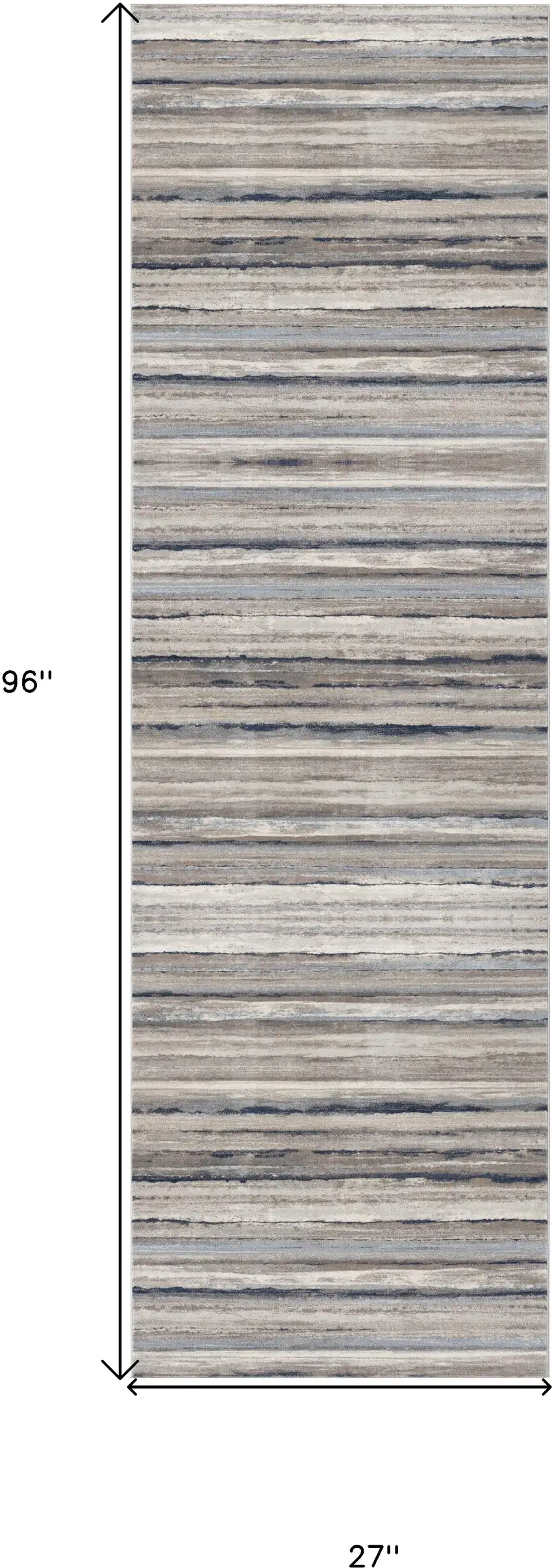 8' Blue Striped Runner Rug Photo 8