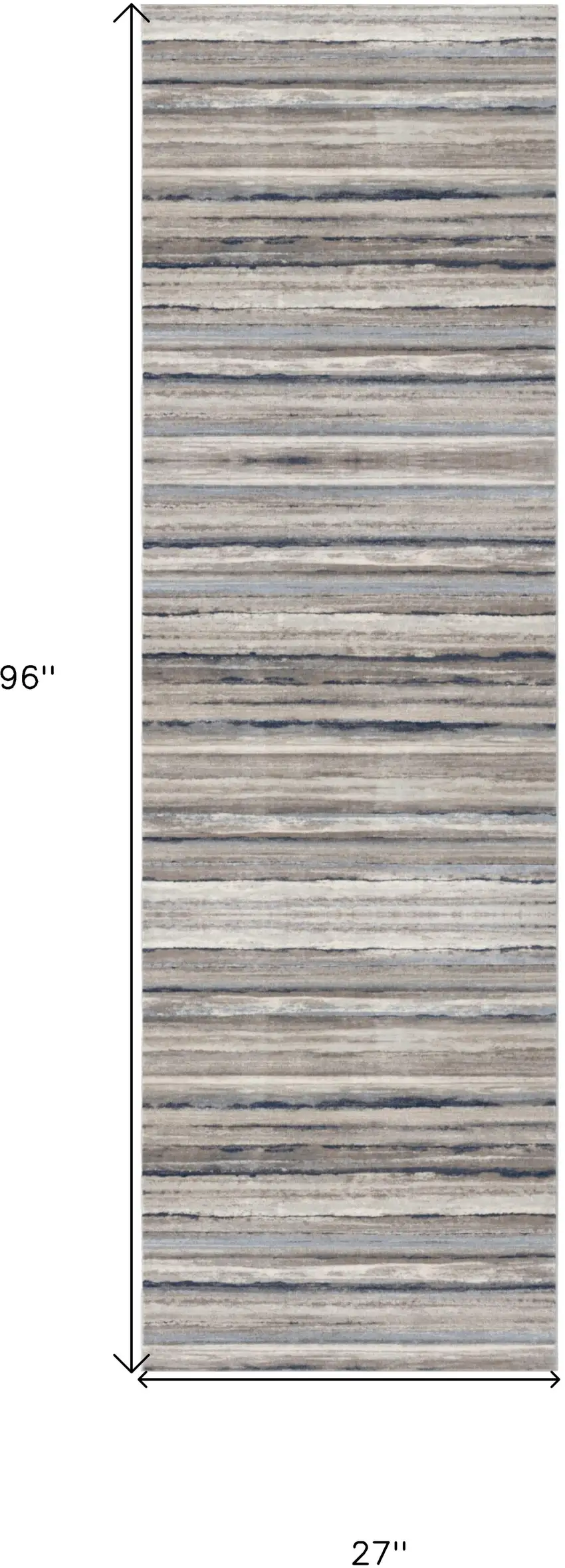 8' Blue Striped Runner Rug Photo 7
