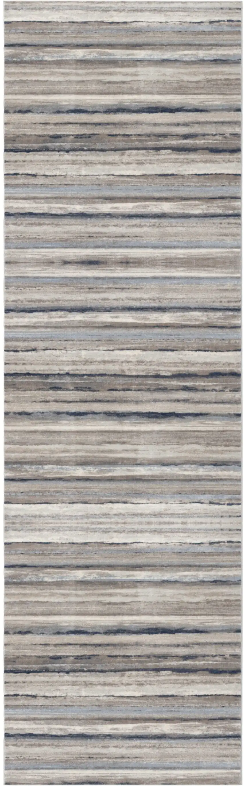 8' Blue Striped Runner Rug Photo 1
