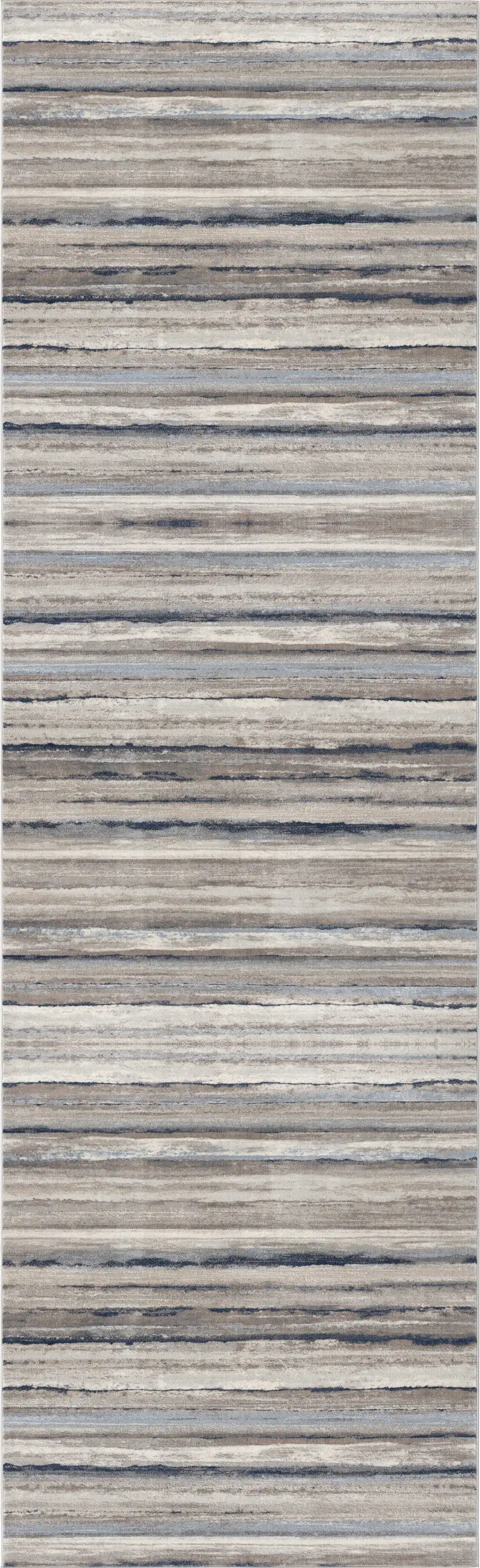 8' Blue Striped Runner Rug Photo 2