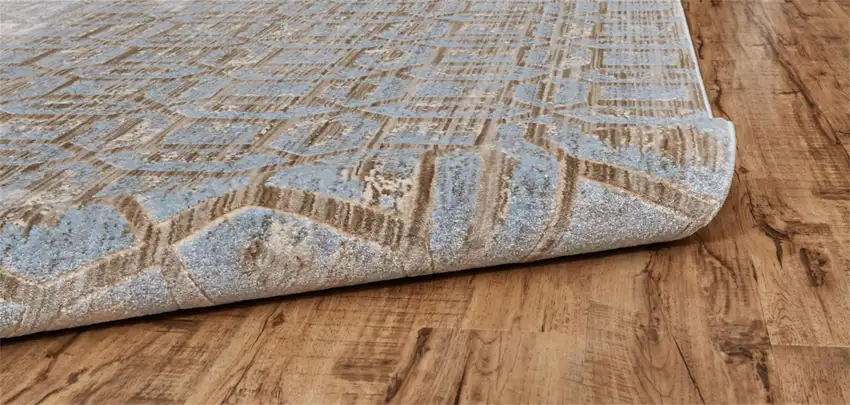 8' Blue Taupe And Ivory Floral Distressed Stain Resistant Runner Rug Photo 5