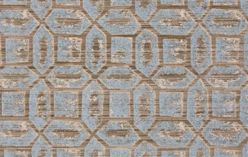 8' Blue Taupe And Ivory Floral Distressed Stain Resistant Runner Rug Photo 4