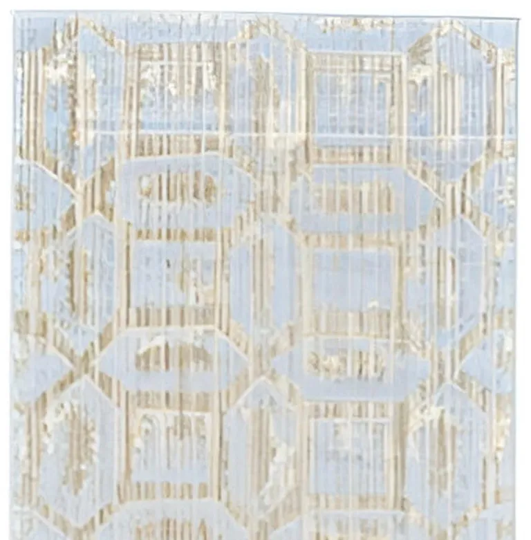 8' Blue Taupe And Ivory Floral Distressed Stain Resistant Runner Rug Photo 4