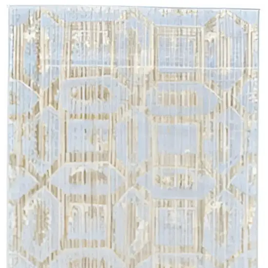 8' Blue Taupe And Ivory Floral Distressed Stain Resistant Runner Rug Photo 1