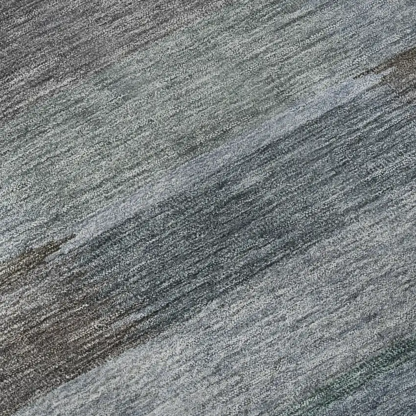 8' Blue Teal And Brown Striped Washable Round Rug With UV Protection Photo 8