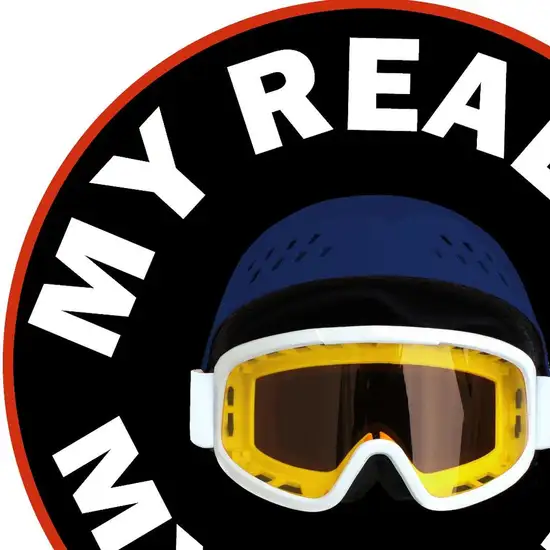 5' Blue White And Gold Snow Goggles Youthful Washable Round Rug Photo 4