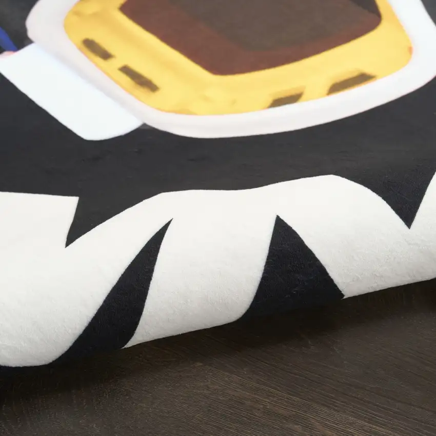 5' Blue White And Gold Snow Goggles Youthful Washable Round Rug Photo 8