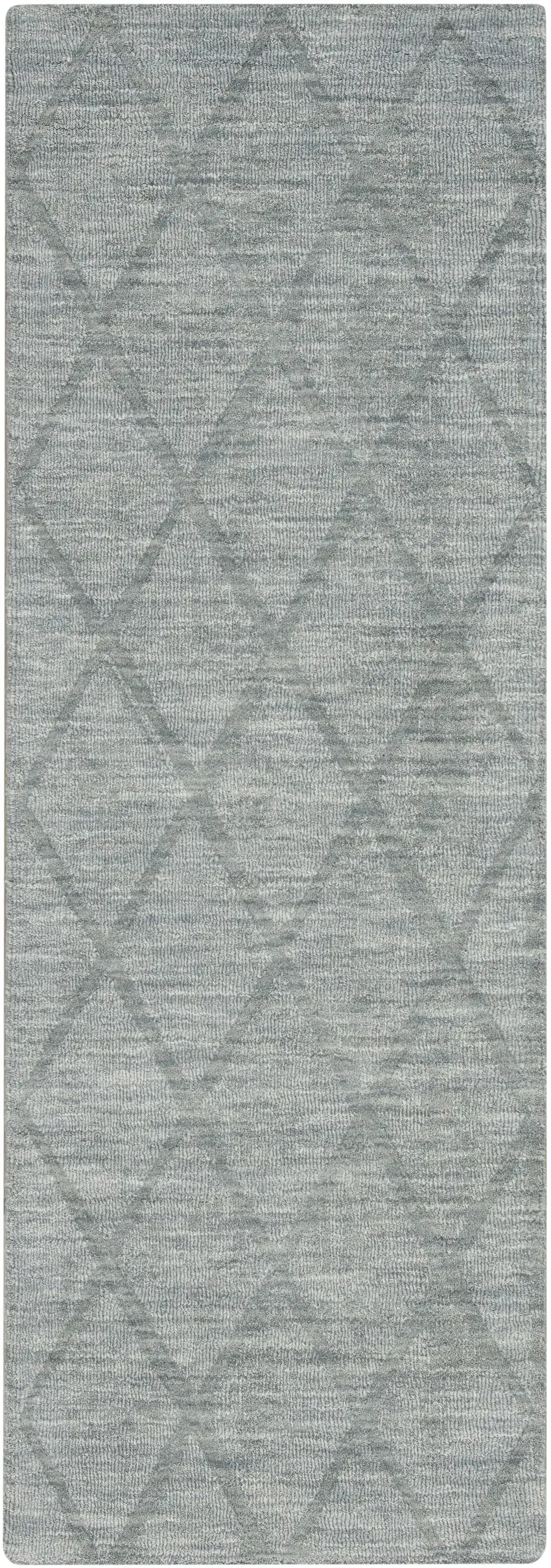 6' Blue Wool Geometric Hand Woven Runner Rug Photo 7