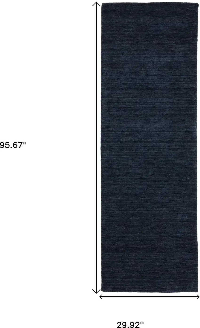 8' Blue Wool Hand Tufted Runner Rug Photo 3