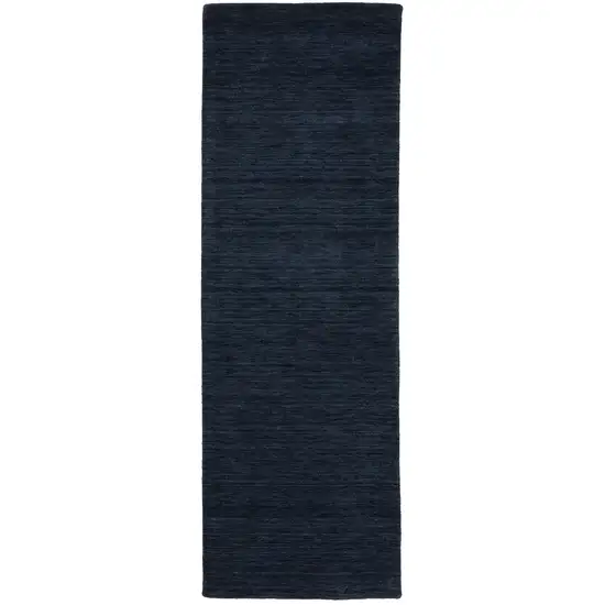 8' Blue Wool Hand Tufted Runner Rug Photo 2