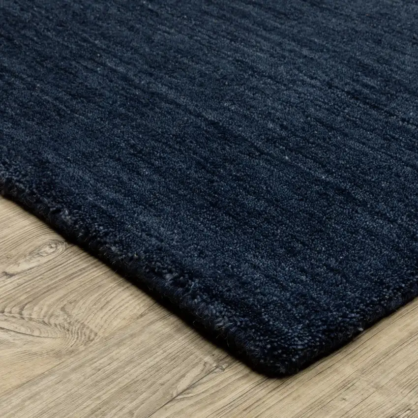 8' Blue Wool Hand Tufted Runner Rug Photo 9