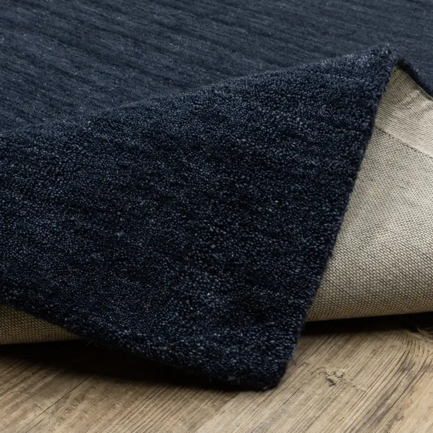 8' Blue Wool Hand Tufted Runner Rug Photo 8