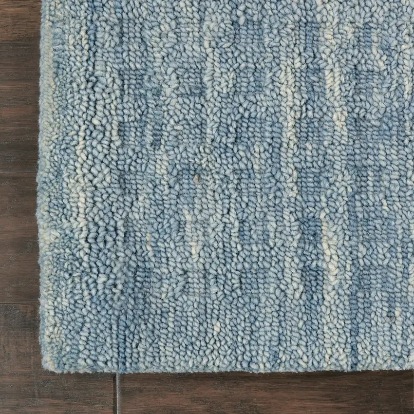 8' Blue Wool Runner Rug Photo 8