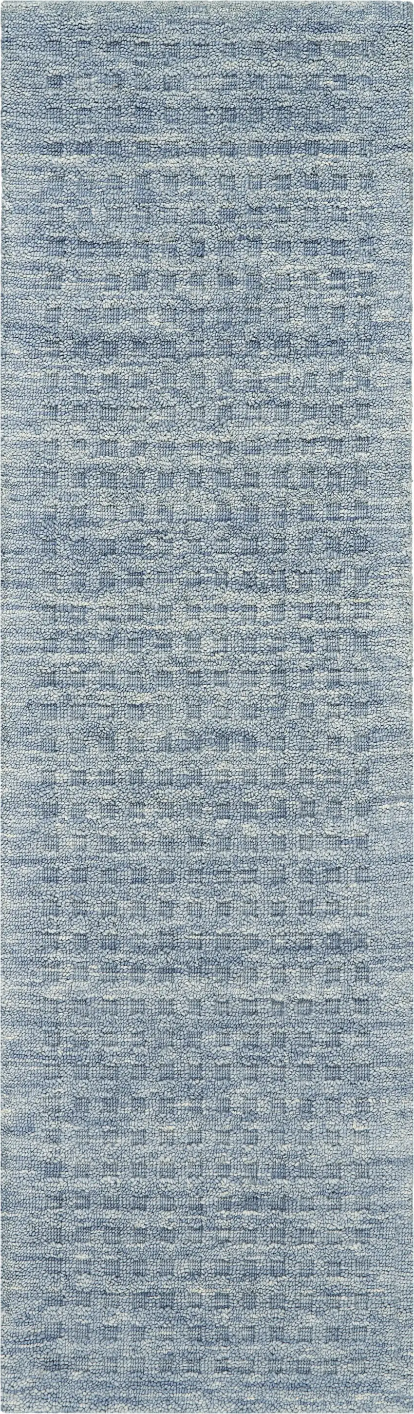 8' Blue Wool Runner Rug Photo 2
