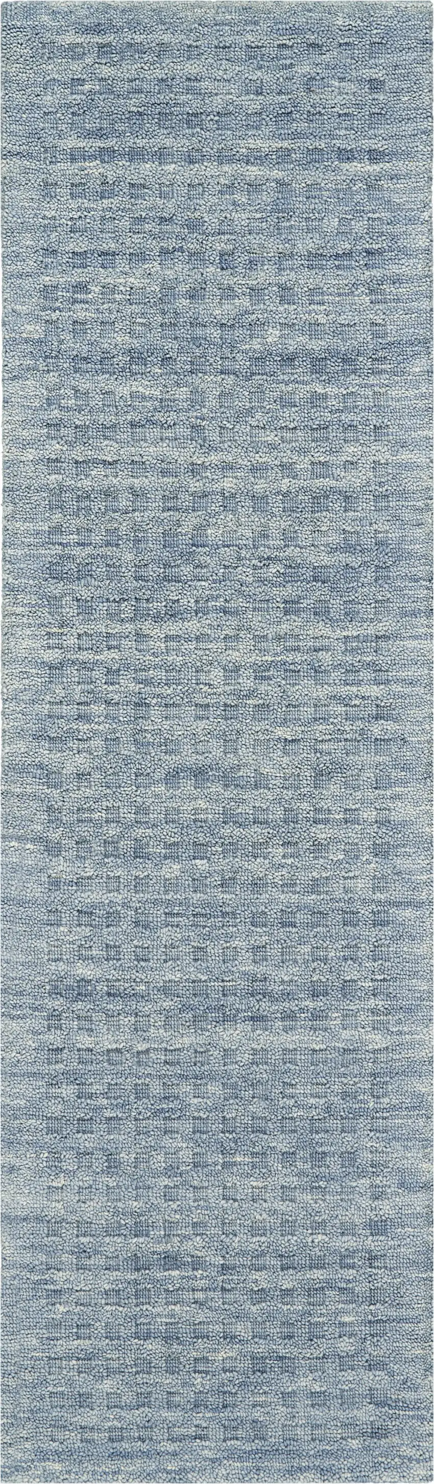 8' Blue Wool Runner Rug Photo 6