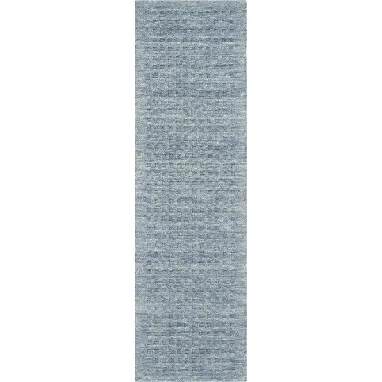 8' Blue Wool Runner Rug Photo 6