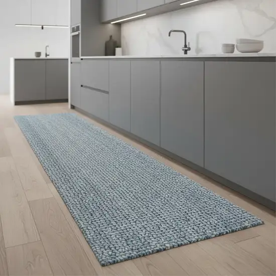 8' Blue Wool Runner Rug Photo 1