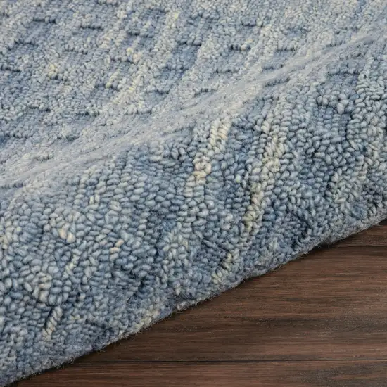 8' Blue Wool Runner Rug Photo 9