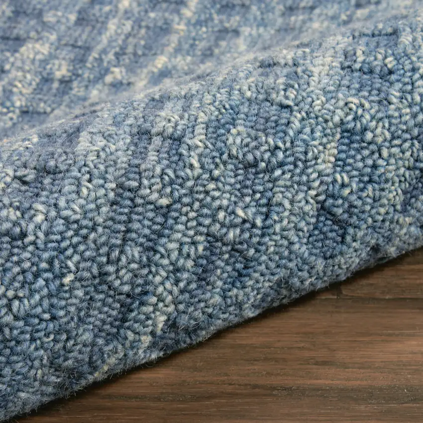 8' Blue Wool Runner Rug Photo 7