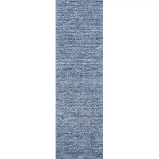 8' Blue Wool Runner Rug Photo 6