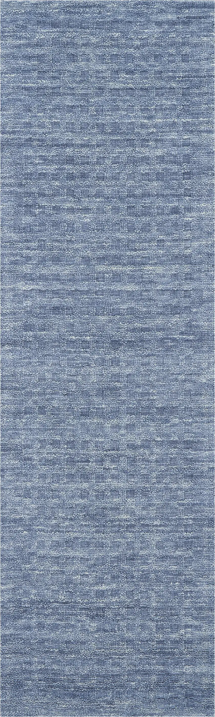 8' Blue Wool Runner Rug Photo 6