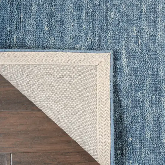 8' Blue Wool Runner Rug Photo 9