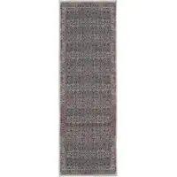 Photo of 6' Blue and Brown Oriental Power Loom Distressed Washable Non Skid Runner Rug