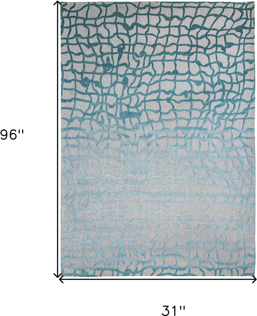 10' Blue and Gray Abstract Non Skid Area Rug Photo 3